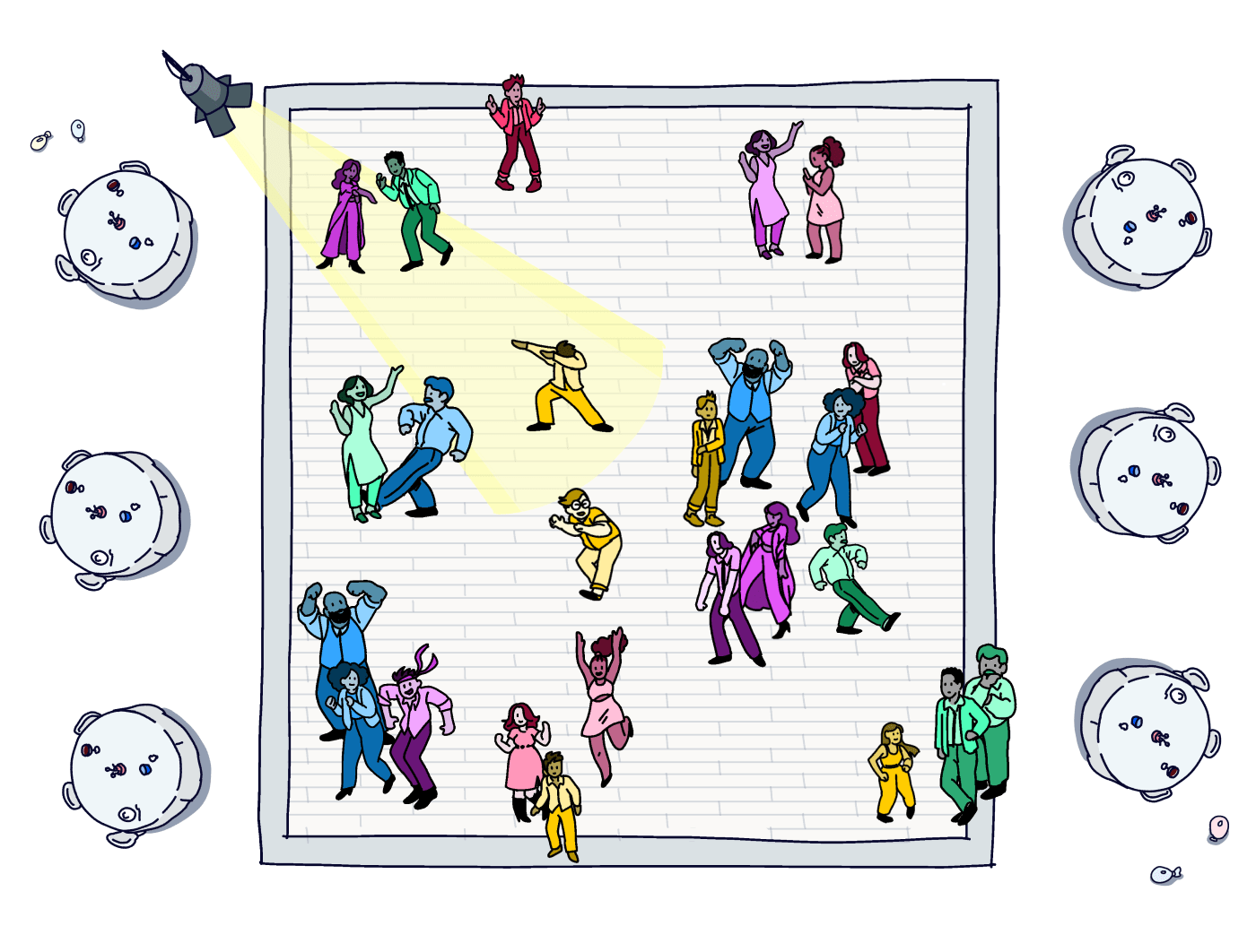 Wedding dance floor with 25 people drawn