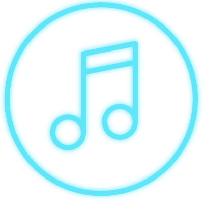 neon blue icon of music note