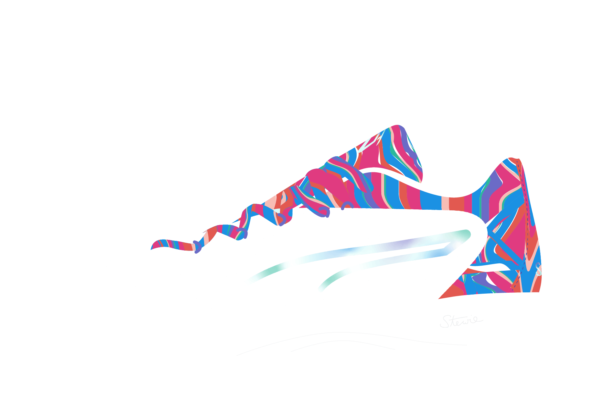 shoe details like stitches, logos, and writing for the Stewie 4