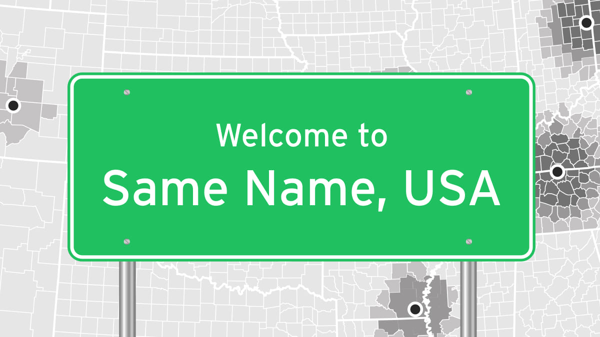 A Map of Places in the US with the Same Name