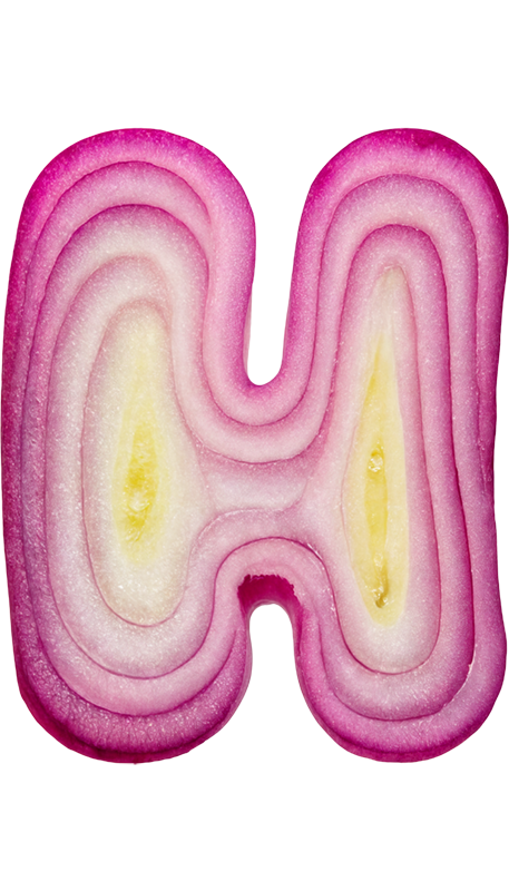 H styled as an Onion