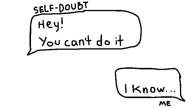 illustration of chat bubbles of self doubt