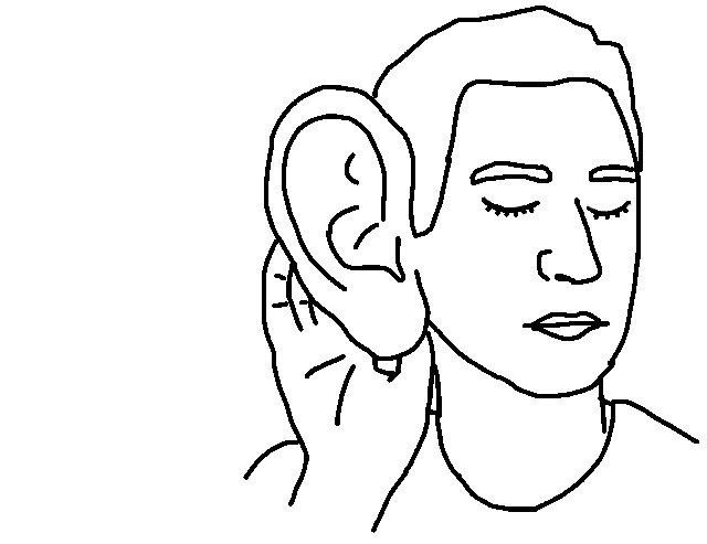 illustration of person with a giant ear