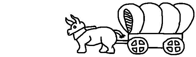 illustration of an old wagon pulled by an ox