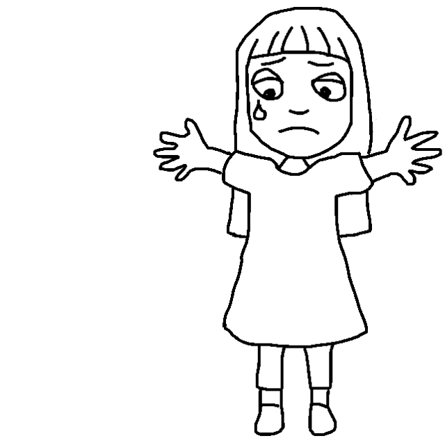 illustration of a girl reaching out and crying