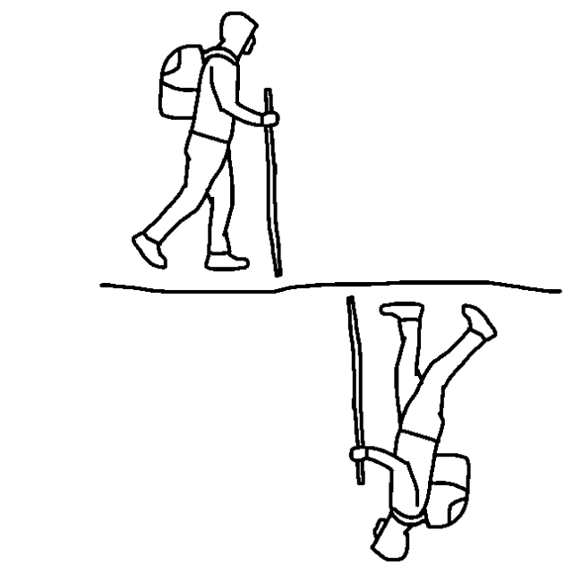 illustration of reflection of person walking