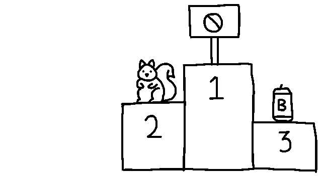illustration of podium with tresspassing sign, squirrel, and beer can