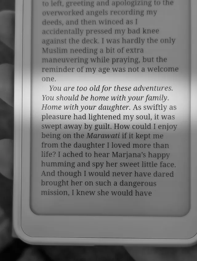 photograph of an e-reader text highlight