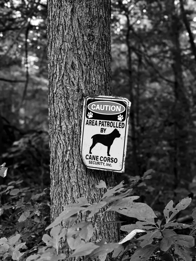 photograph of beware of dogs sign