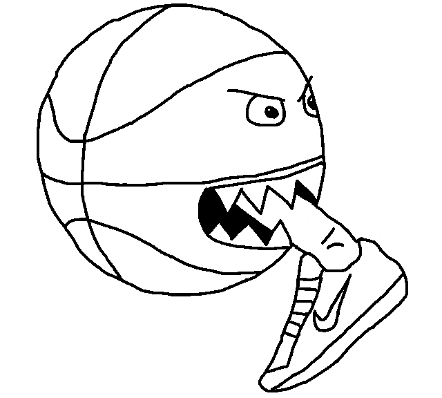 illustration of a basketball eating a leg