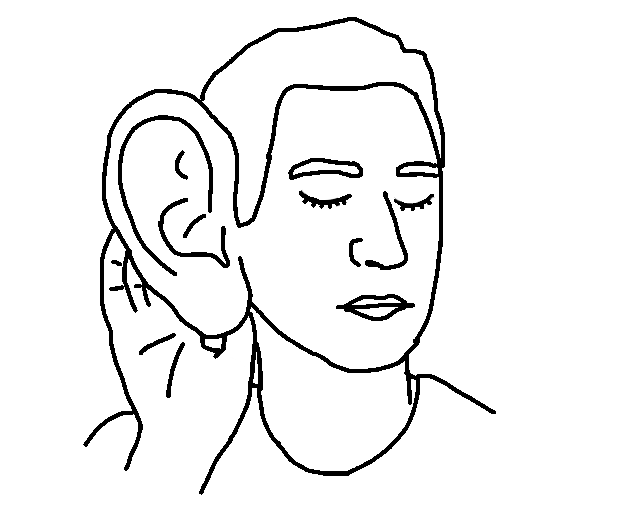 illustration of person with a giant ear