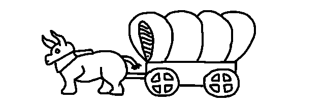 illustration of an old wagon pulled by an ox
