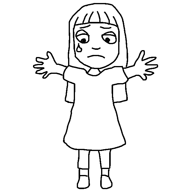 illustration of a girl reaching out and crying
