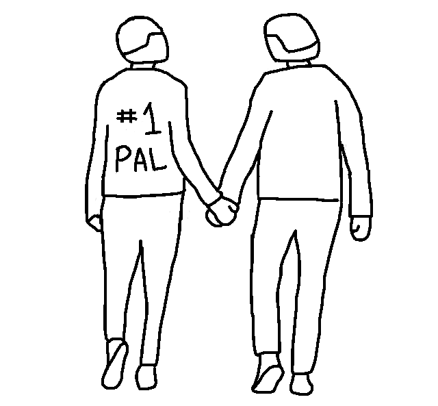 illustration of two friends holding hands