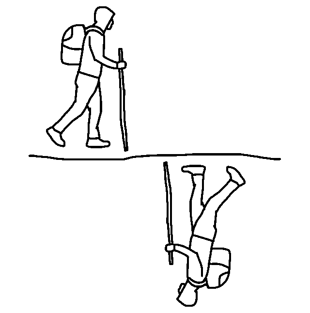 illustration of reflection of person walking