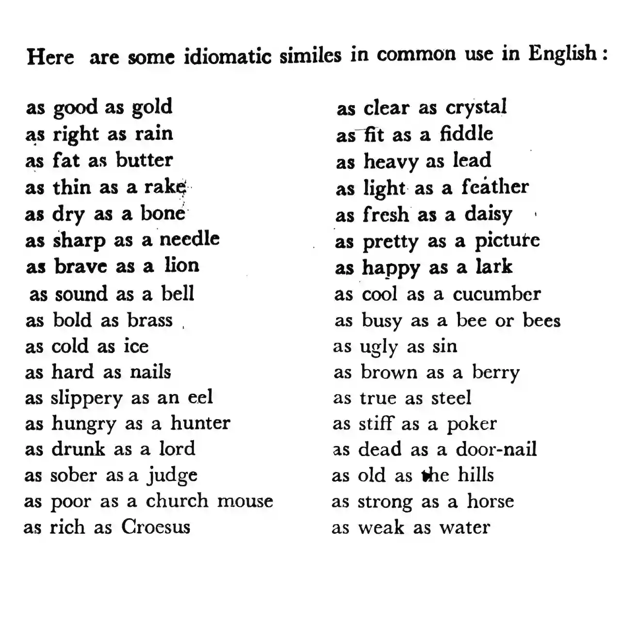 A list of idioms from the 1964 textbook Examine Your English.