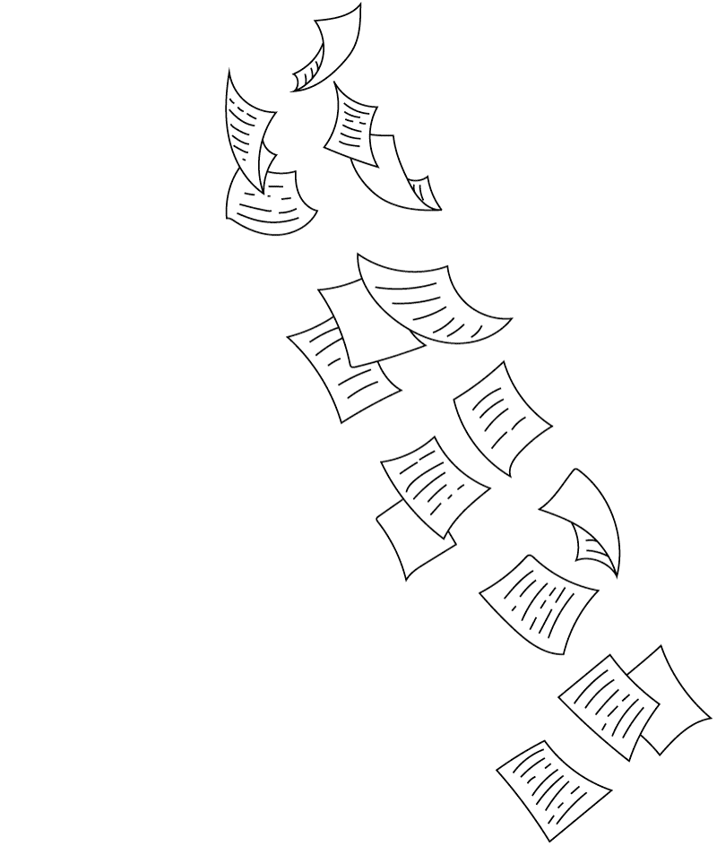Book pages flying through the air.